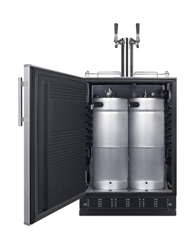 Summit Appliance 24" Wide Wine Kegerator/Refrigerator Combo, Black Interior, Caster Wheels, Residential/Commercial Use (LHD, Wine)