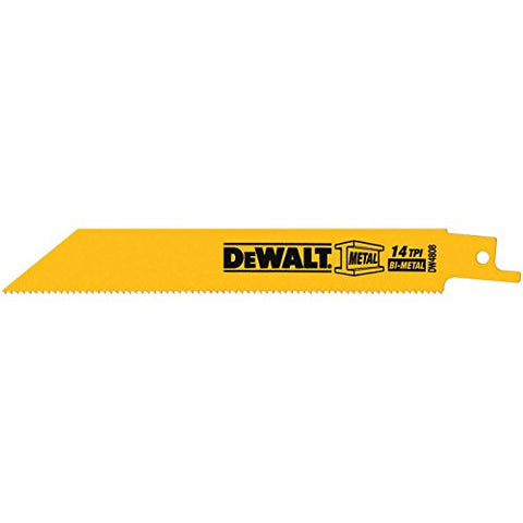 DEWALT Reciprocating Saw Blades, Straight Back, 6-Inch, 14 TPI, 5-Pack (DW4808)