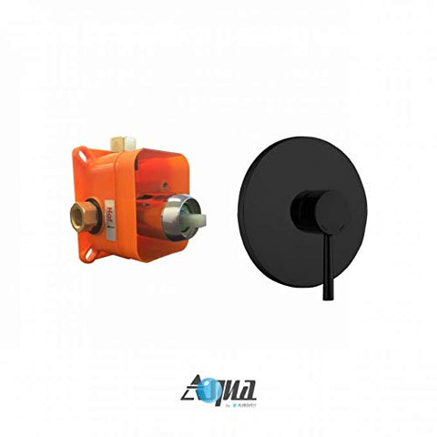 Aqua Rondo by KubeBath Matte Black 1-Way Rough-In Shower Valve With Cover Plate, Handle and Diverter