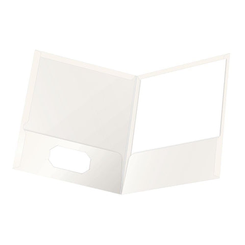Oxford Laminated Twin-Pocket Folders, Letter Size, White, Holds 100 Sheets, Box of 25 (51704EE)