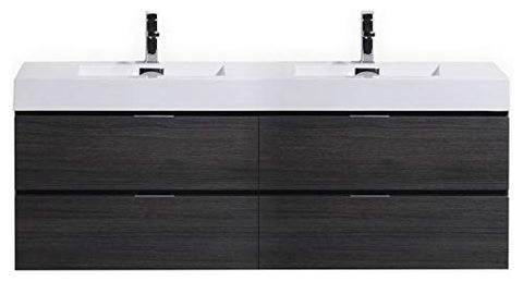 Bliss 80" Double Sink Gray Oak Wall Mount Modern Bathroom Vanity