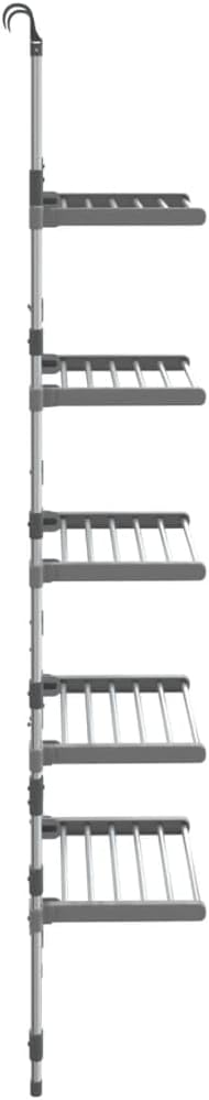 vidaXL Drying Rack, Wall Mounted 5-Tier Hanging Clothes Drying Rack, Folding Clothes Hanger Rack, Hanging Laundry Drying Rack, Aluminum