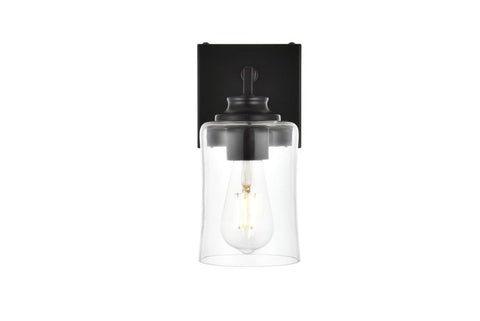 Living District Ronnie 1-Light Iron & Glass Bath Sconce in Black/Clear