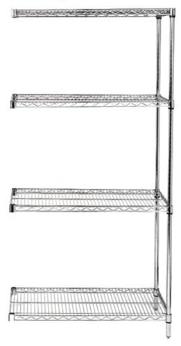 Quantum Storage Systems AD86-3042C Add-On Kit for 86" High 4-Tier Wire Shelving Unit, Chrome Finish, 30" Width x 42" Length x 86" Height