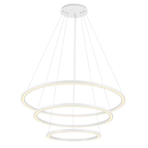 CWI Lighting Chalice Trio 31'' Modern LED Chandelier with White Finish for Living Room, Dining Room, Foyer – Integrated LED – Adjustable Rings and Height – BACL Certified with 3-Year Warranty