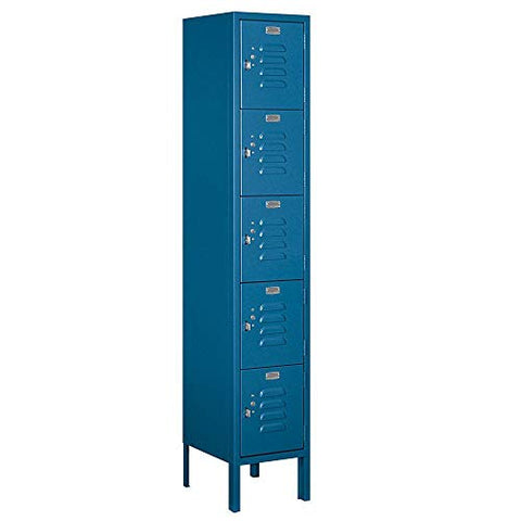 12 Inch Wide Five Tier Box Style Standard Metal Locker - 1 Wide - 5 Feet High - 12 Inches Deep - Blue - Unassembled