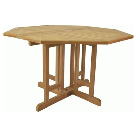 Oakestry Butterfly 47-Inch Octagonal Folding Outdoor Dining Table Solid Teak Wood Patio Furniture Weather Resistant Garden Table Compact Foldable Design for Backyard Balcony Deck and Poolside Dining