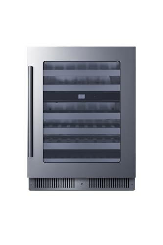 Summit 24” Wine Cellar, Built in Wine Refrigerator, 48 Bottle Capacity, Single Zone Wine Cellar, Stainless Steel & Glass- CL244WC2CSSLHD (Left Handed Door Swing)