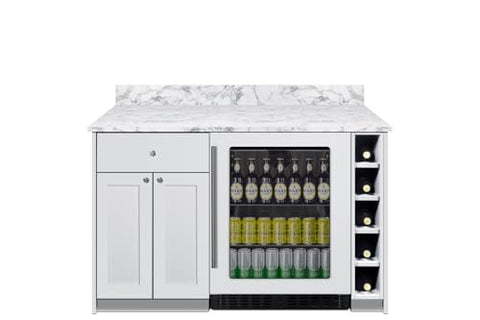 Summit Bar Cabinet with Beverage Center, and Wine Storage, All in One Bar with Refrigerator, White- MESAWH35