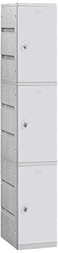Salsbury Industries Assembled 3-Tier Plastic Locker with One Wide Storage Unit, 738.25-Inch High by 18-Inch Deep, Gray