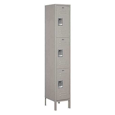 Salsbury Industries Assembled 3-Tier Extra Wide Standard Metal Locker with One Wide Storage Unit, 6-Feet High by 18-Inch Deep, Blue