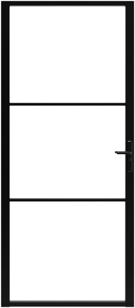 vidaXL Modern Interior Door with ESG Glass and Aluminum Frame, Transparent and Black Design, Easy to Install, 40.4"x79.3" Size, Includes Mounting Materials and Aluminum Alloy Handle