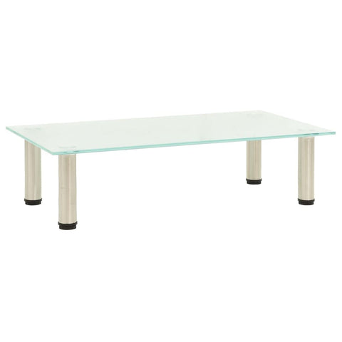 vidaXL Sleek Frosted Glass TV Stand 23.6X13.8 in Tempered with Stainless Steel Legs for Living Room Entertainment Modern Media Center Tables Shelf Contemporary Unit Furniture
