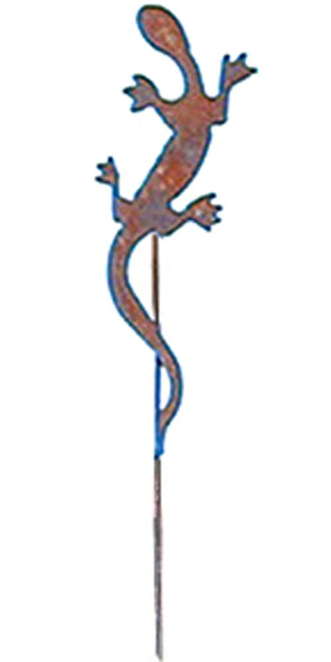 Village Wrought Iron Salamander Rusted Garden Stake 35 Inches
