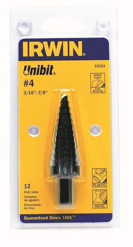 Irwin Tools IRWIN Step Drill Bit, 3/16-Inch to 7/8-Inch, 3/8-Inch Shank (10234)