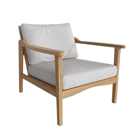 Oakestry Amalfi Deep Seating Armchair Solid Teak Wood Outdoor Indoor Lounge Chair Weather Resistant Cushions Modern Patio Furniture Handcrafted Garden Accent Chair for Balcony Deck or Living Room