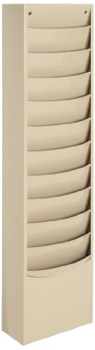 Durham 402-75 Tan Cold Rolled Steel 11 Contour Pocket Vertical Literature Rack, 9-3/4" Width x 36" Height x 4-1/8" Depth