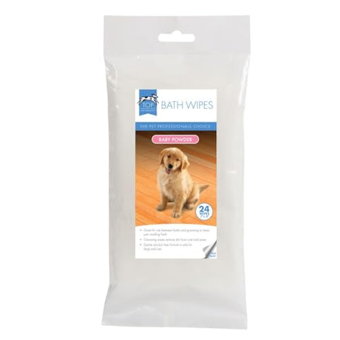PetEdge TP6776 11 24 Top Performance Bath Wipe Baby Pet Grooming Powder Bag - Pack of 24