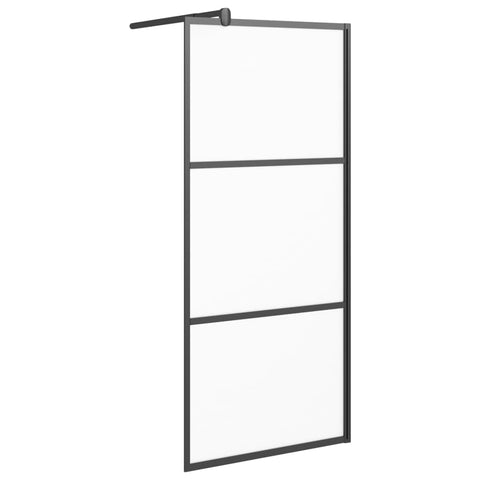 vidaXL Walk-in Shower Enclosure, Bathroom Wall Panel with Adjustable Supporting Bar, Shower Screen, Black Frame with Frosted ESG Glass
