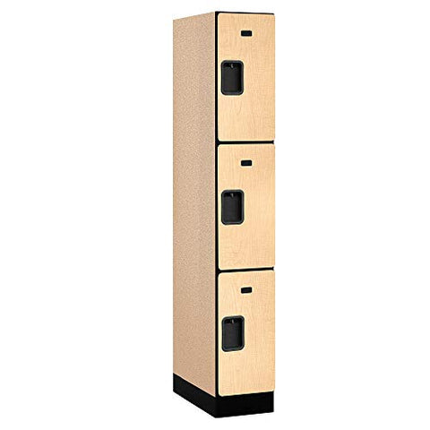 Salsbury Industries 3-Tier Designer Wood Locker with One Wide Storage Unit, 6-Feet High by 21-Inch Deep, Maple