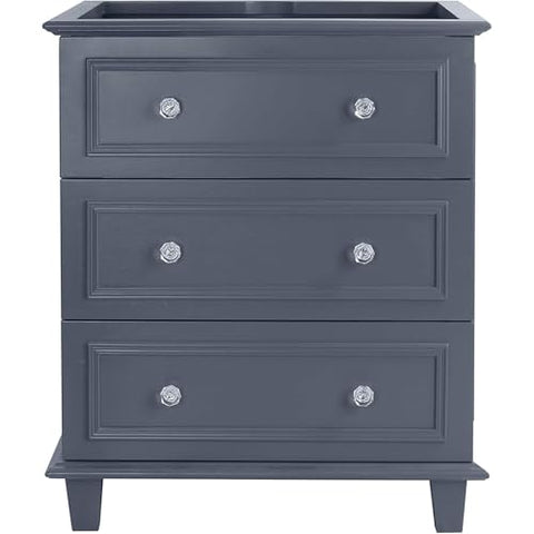 Oakestry Luna Transitional Bathroom Vanity Cabinet with Soft-Close Dovetail Drawers, Solid Oak Wood, Grey Finish (Sink Not Included)