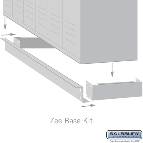 Salsbury Industries Zee Base Kit - 4 Inches High, 6 Foot Length - for 21 Inch Deep Metal Lockers (Includes 6 Foot Front Base, 2 End Bases, Corner Splicer and 4 Rear Legs) - Gray