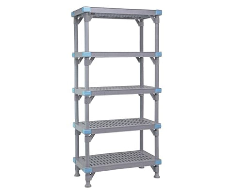 Quantum Storage Systems QP214874VS-5 Millenia Shelving Unit, 48" W x 21" D x 74" H, 2000 lbs Capacity, Polypropylene/ABS, Gray, NSF