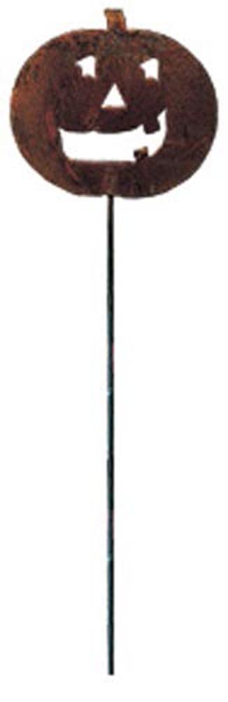 Village Wrought Iron Rusted Jack-o-Lantern Garden Stake 35 Inches