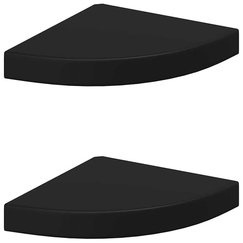 vidaXL Stylish Modern Floating Corner Shelves, Black, Set of 2, Made from Durable Honeycomb MDF and Metal â€“ Perfect for Books, Decoratives, and Collectibles