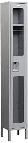 Salsbury Industries Assembled 1-Tier See-Through Metal Locker with One Wide Storage Unit, 6-Feet High by 18-Inch Deep, Gray