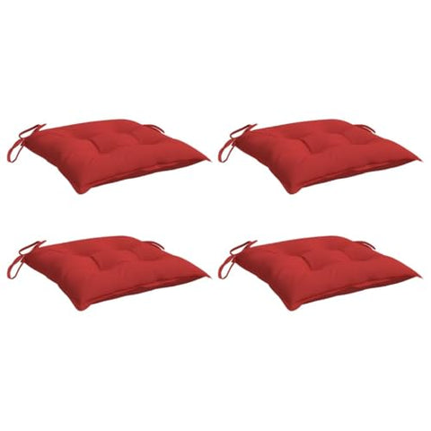 vidaXL Red Chair Cushions 4 pcs - 15.7"x15.7"x2.8" Oxford Fabric | Water- Chair Pads with Ties for Indoor/Outdoor