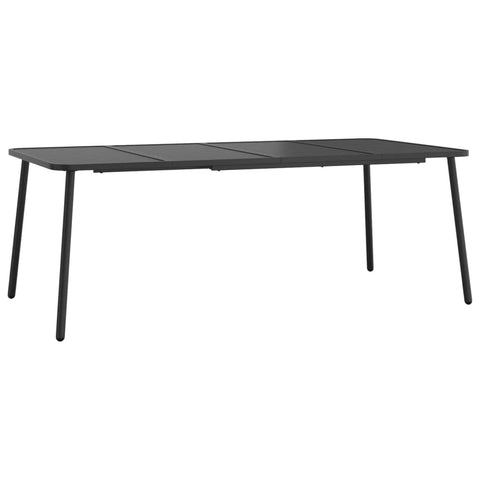 vidaXL Patio Table - Anthracite Colored and Sturdy E-Coated & Powder-Coated Steel, Outdoor Garden Table, Slatted Design, 78.7"x39.4"x28", Requires Assembly