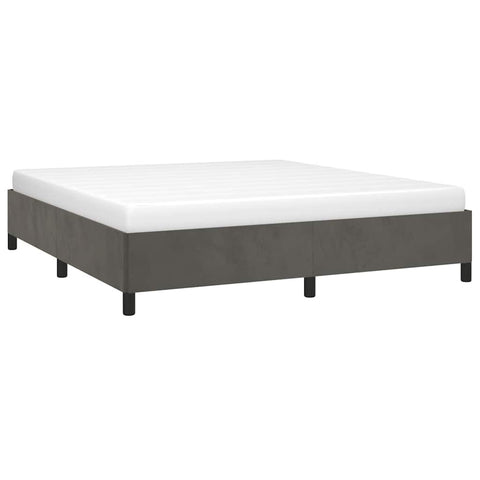 vidaXL Bed Frame Dark Gray Velvet, Plywood, Engineered Wood