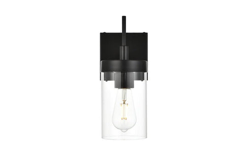 Living District Benny 1-Light Iron & Glass Bath Sconce in Black/Clear