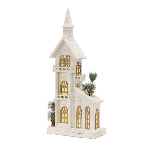 Melrose International LED Lighted Winter Church Display 27" H