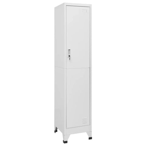 vidaXL Durable Steel Locker Cabinet with Lockable Door - Industrial Style Storage Cabinet with Shelf, Clothes Hanging Bar, and Name Card Holder, Perfect for Schools or Offices, Gray