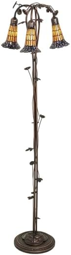 Meyda Tiffany Lighting 255135 Stained Glass Pond Lily Three Light Floor Lamp Lamp Bronze/Dark