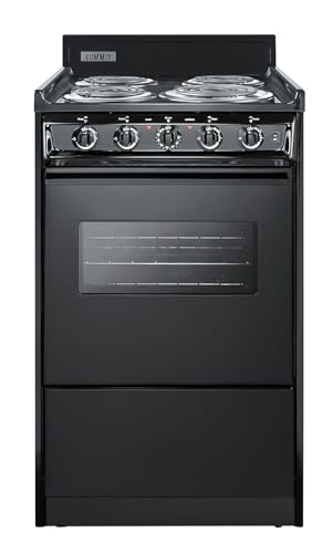 Summit TEM110CW 20 Freestanding Electric Range with 4 Coil Elements 2.46 cu. ft. Oven Capacity Chrome Drip Pans Storage Drawer Indicator Lights in Black