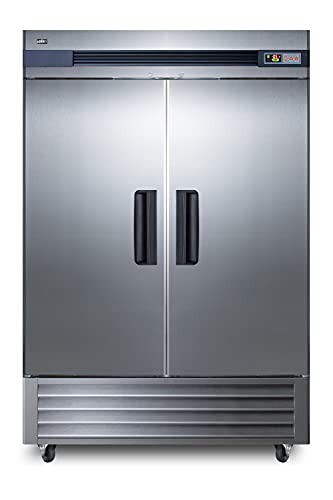 Summit Appliance SCFF497 Commercial 493 cu.ft. Reach-in All-Freezer in Complete Stainless Steel with French Door Swing, Self-Closing Doors, Microprocessor Control Panel, Open Door Alarm and Lock