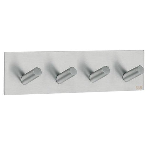 Beslagsboden Quadruple Hook Design Self-Adhesive of Brushed Stainless Steel, Silver