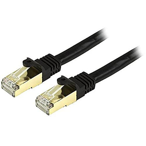 StarTech 15ft CAT6a Ethernet Cable - 10 Gigabit Shielded Snagless RJ45 100W PoE Patch Cord - 10GbE STP Network Cable with Strain Relief - Black - UL, TIA (C6ASPAT15BK)