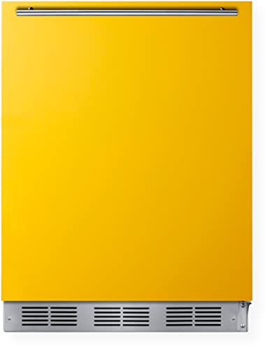 Summit Appliance BAR611WHY 24" Wide All-Refrigerator, Saffron Gold Door, Professional Handle, Hidden Evaporator, Automatic Defrost, Adjustable Thermostat, Interior Light