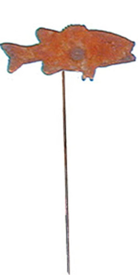 Village Wrought Iron Fish Rusted Garden Stake 35 Inches