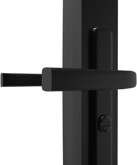 vidaXL Modern Interior Door with ESG Glass and Aluminum Frame, Transparent and Black Design, Easy to Install, 40.4"x79.3" Size, Includes Mounting Materials and Aluminum Alloy Handle