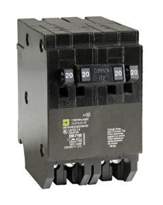 Homeline Tandem Circuit Breaker Double Pole 20/20 Amp 2 Spaces Bulk