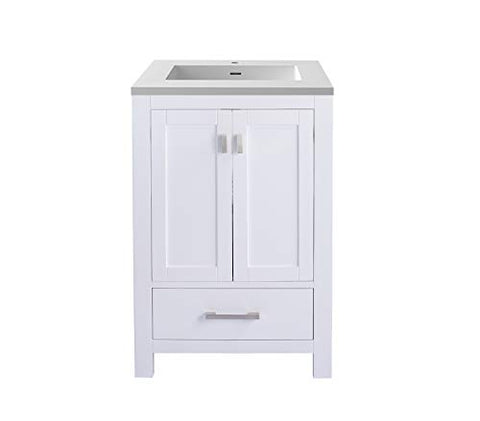 Wilson 24, White Cabinet Matte White Viva Stone Surface COUNTERTOP