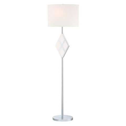 Lite Source Floor LAMP W/LED Night, Chrome/White Fabric, A 100W&LED 4.7W LS-83372