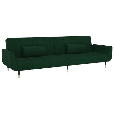 vidaXL Dark Green Velvet 2-Seater Sofa Bed with Adjustable Backrest & Pillows - Multipurpose Loveseat for Living Room or Office