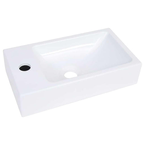 vidaXL Bathroom Sink, Wash Basin Restroom Sink Countertop Bath Sink, Lavatory Sink Toilet Sink Bathroom Basin, Small Bathroom Sink, SMC White