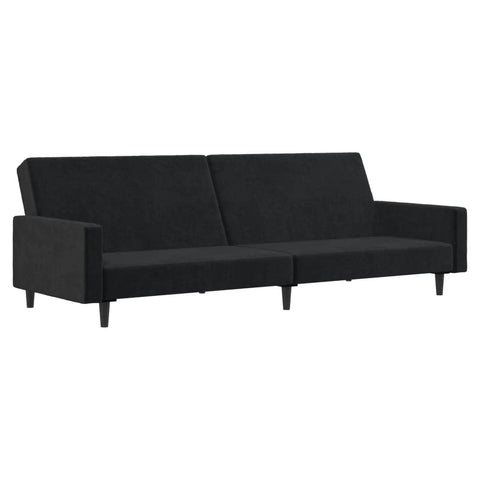 vidaXL Black Velvet Upholstered Loveseat - 2-Seater Sofa Bed/Sleeper Couch for Living Room/Home Office, Convertible, Comfortable and Sturdy